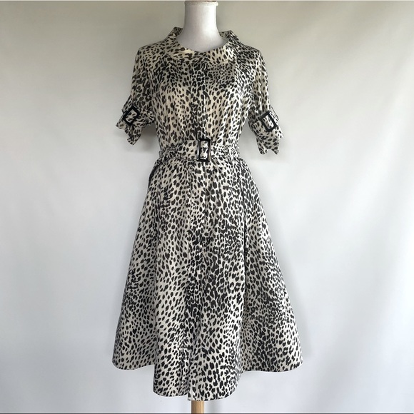 Vintage Cheetah Print Midi Shirt Dress - sz 8
